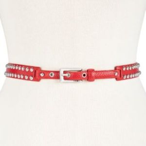 DKNY Dome-Studded Belt Red Silver❤️